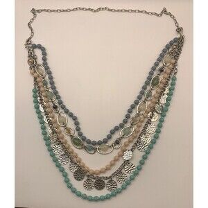 Premier Designs Necklace "Sugar Rush" Multi Color Silvertone Multi Strand